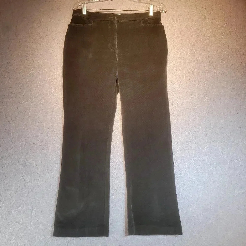 Northern Reflections Essential Charcoal Black Velour Corduroy Pants 10  Petite